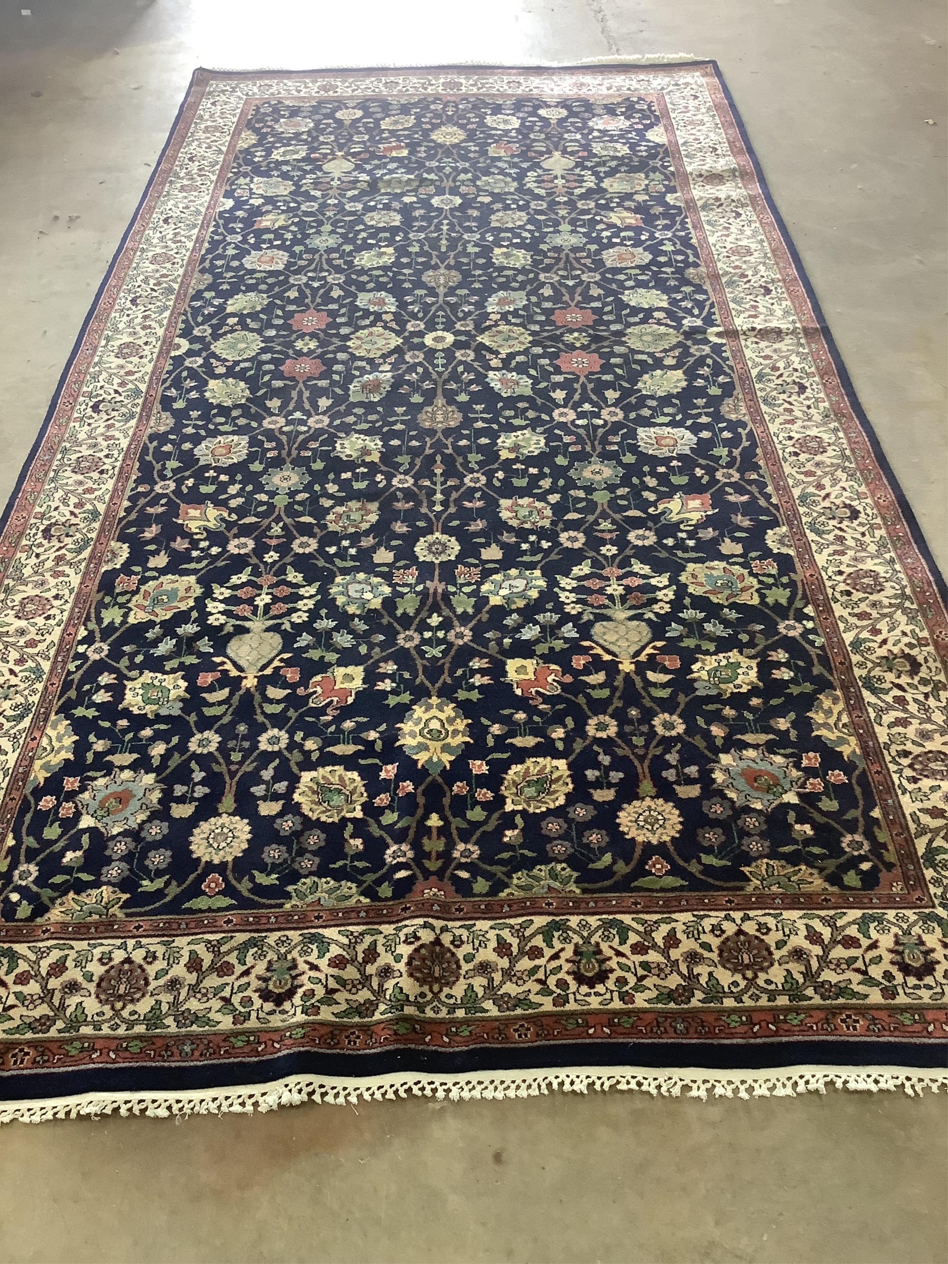 A Bijar design blue ground carpet, 364 x 188cm. Condition - good